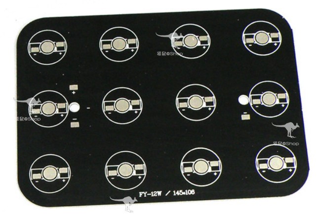 (image for) 12W 145x106mm LED High Power Rectangular Aluminum Plate 12 Series Connections
